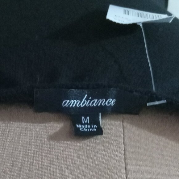 AMBIANCE-NWT Black Sheer Lace Polka Dot Puff Sleeve Elegant Mesh Top-Size-M - Picture 2 of 12